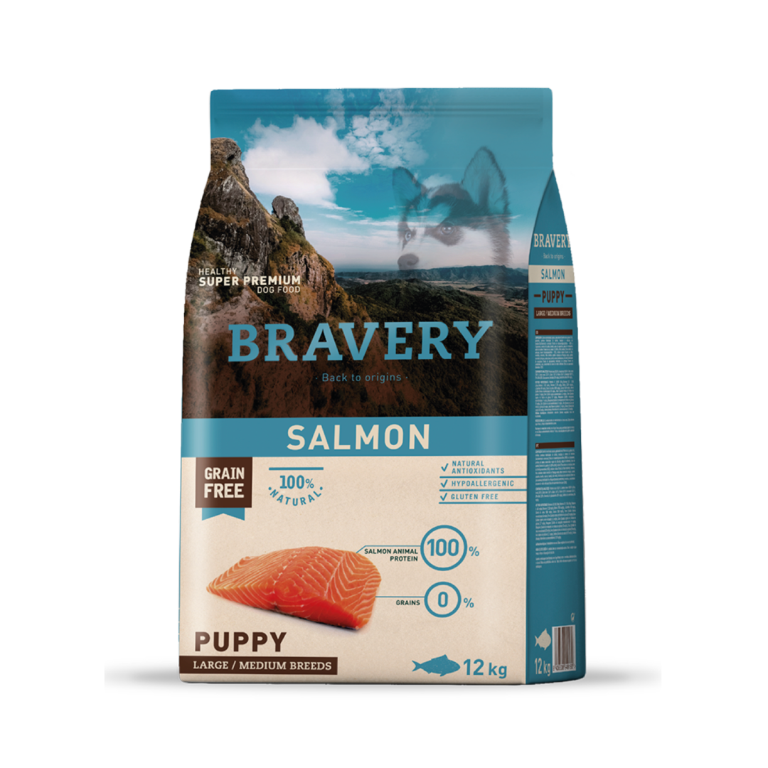 BRAVERY SALMON PUPPY LARGE/MEDIUM BREEDS 12 KG