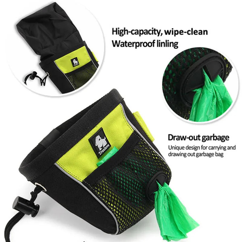 Bolsa de Viaje Portátil Reflectante, Clip y Dispensador de Bolsas - Ideal para Entrenamiento de Mascotas