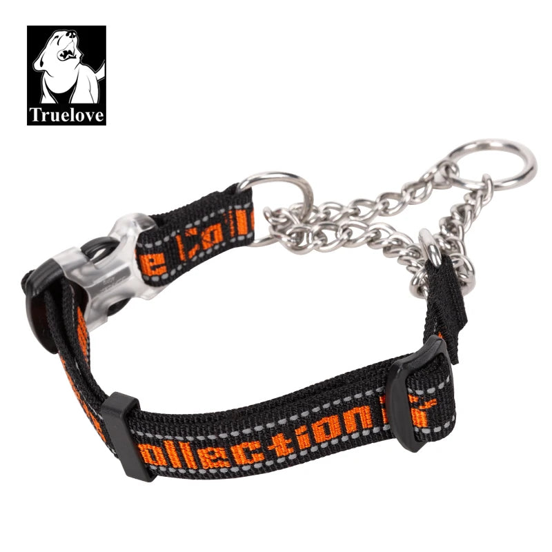 Truelove Dog Collar P-Chain Outdoor Nylon High Quality Stainless Steel Chain Adjustable Reflective for Large Dog TrainingTLC5372
