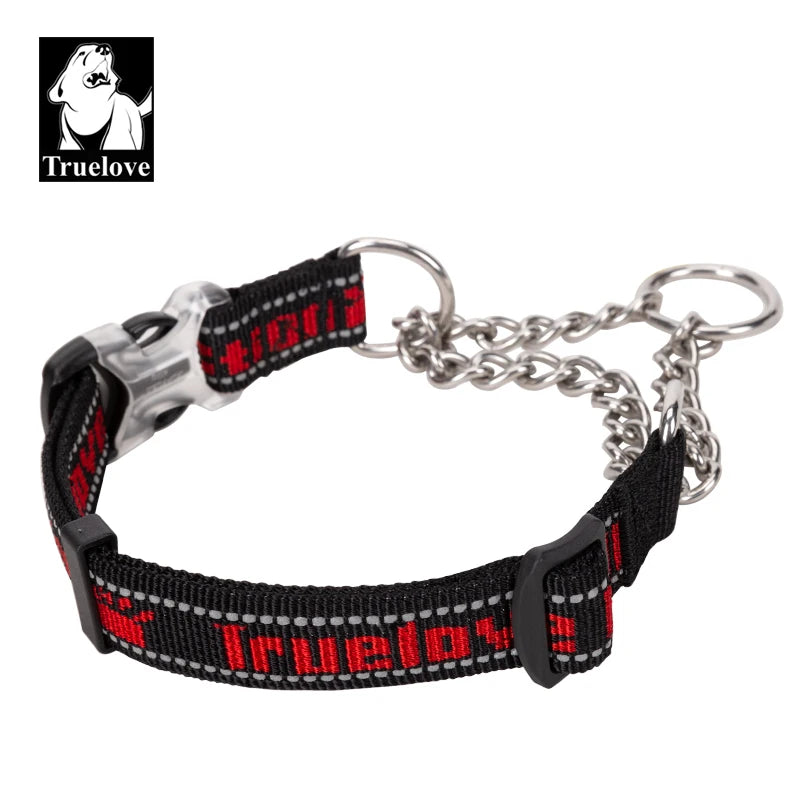 Truelove Dog Collar P-Chain Outdoor Nylon High Quality Stainless Steel Chain Adjustable Reflective for Large Dog TrainingTLC5372