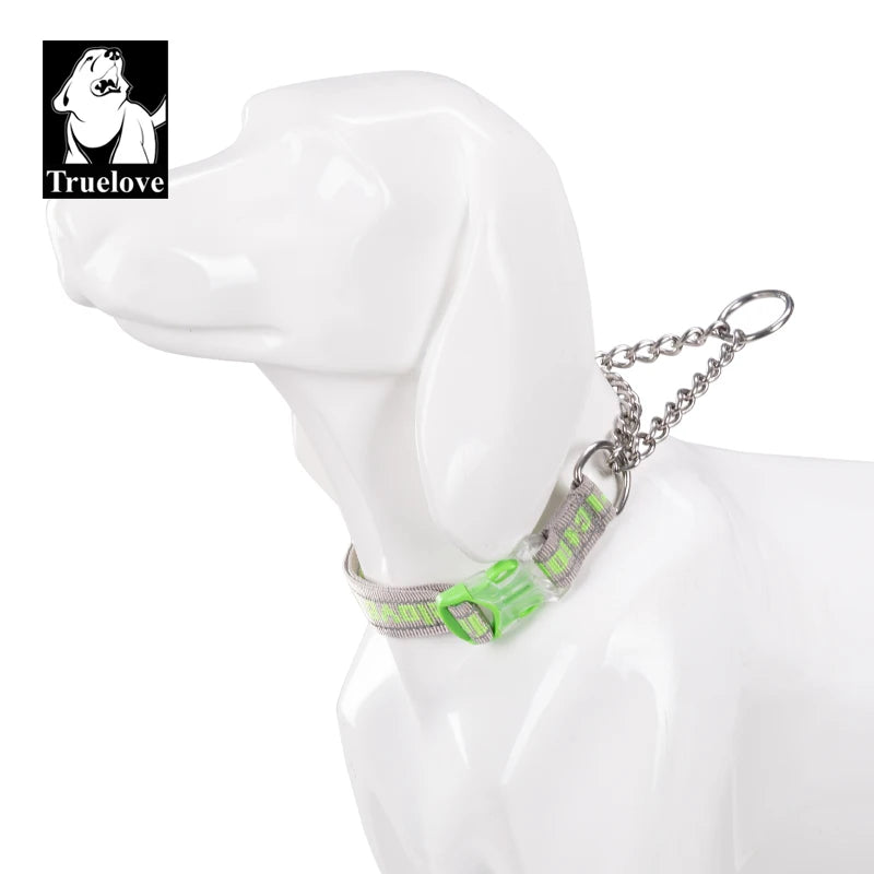 Truelove Dog Collar P-Chain Outdoor Nylon High Quality Stainless Steel Chain Adjustable Reflective for Large Dog TrainingTLC5372