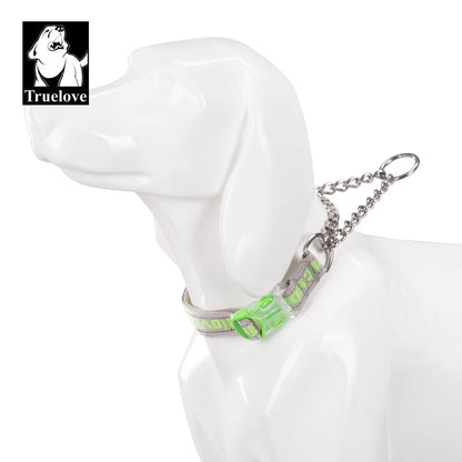 Truelove Dog Collar P-Chain Outdoor Nylon High Quality Stainless Steel Chain Adjustable Reflective for Large Dog TrainingTLC5372