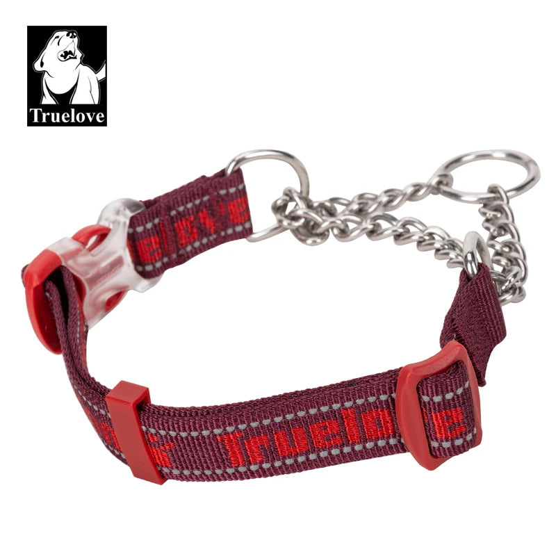 Truelove Dog Collar P-Chain Outdoor Nylon High Quality Stainless Steel Chain Adjustable Reflective for Large Dog TrainingTLC5372
