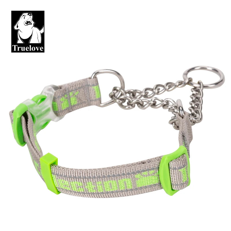 Truelove Dog Collar P-Chain Outdoor Nylon High Quality Stainless Steel Chain Adjustable Reflective for Large Dog TrainingTLC5372
